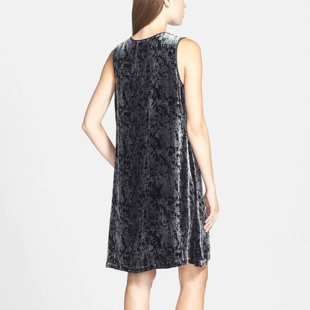 Eileen Fisher Sleeveless Crushed Velvet Dress Black Grunge Witchy Whimsigoth XS - Picture 8 of 12